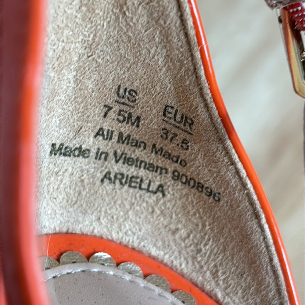 SAM EDELMAN SIZE 7.5 ARIELLA Orange open toe high heel sandals with ankle strap - Picture 12 of 13